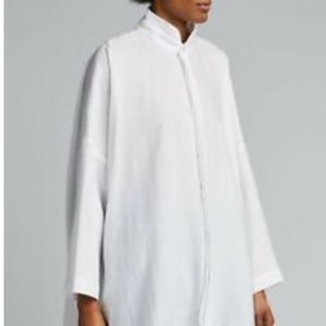 SALE!  Eskandar White Oversized Stand Collar Cotton Shirt XL 1X 2X 3X